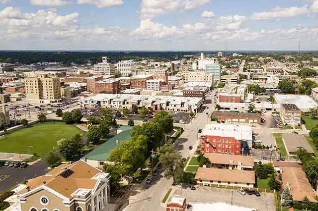 Aerial view of downtown Springfield, Missouri