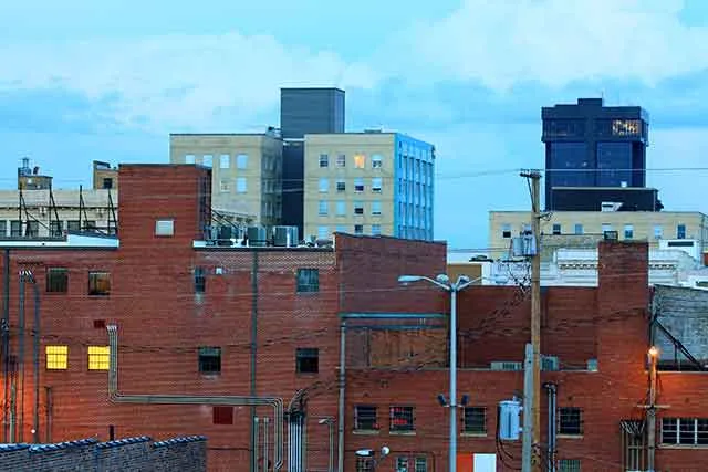 Downtown Springfield, Missouri at dusk