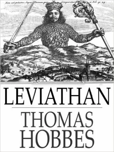 Book cover of Thomas Hobbes's Leviathan, showing the frontispiece engraving of the sovereign made of many people