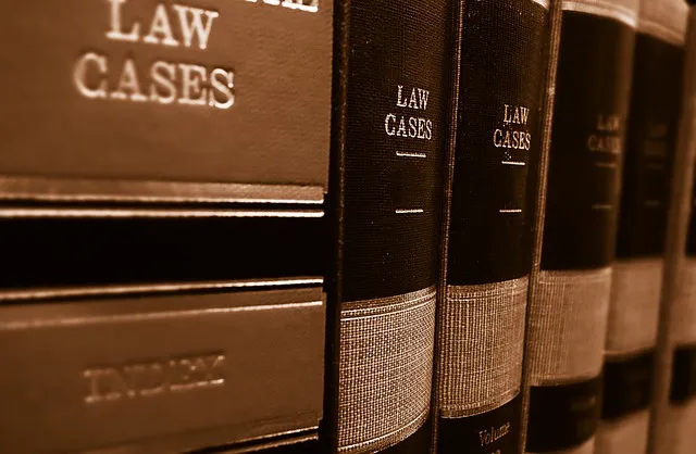 Bound Law Cases volumes on a library shelf