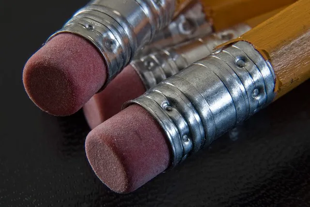 Close-up of pencil erasers