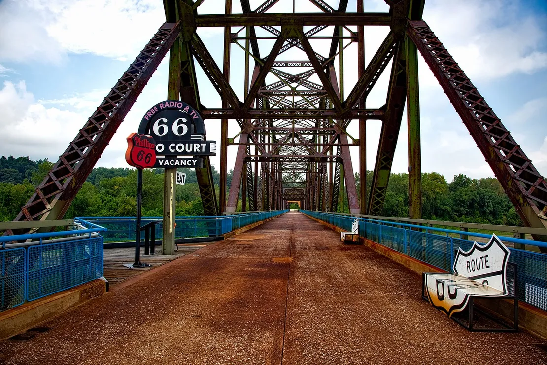 A Route 66 truss bridge