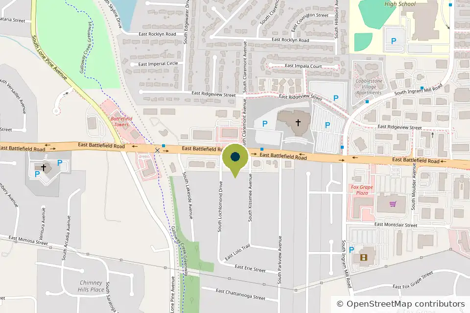Street map showing Carver & Associates at 2974 E Battlefield Rd, Springfield, MO 65804